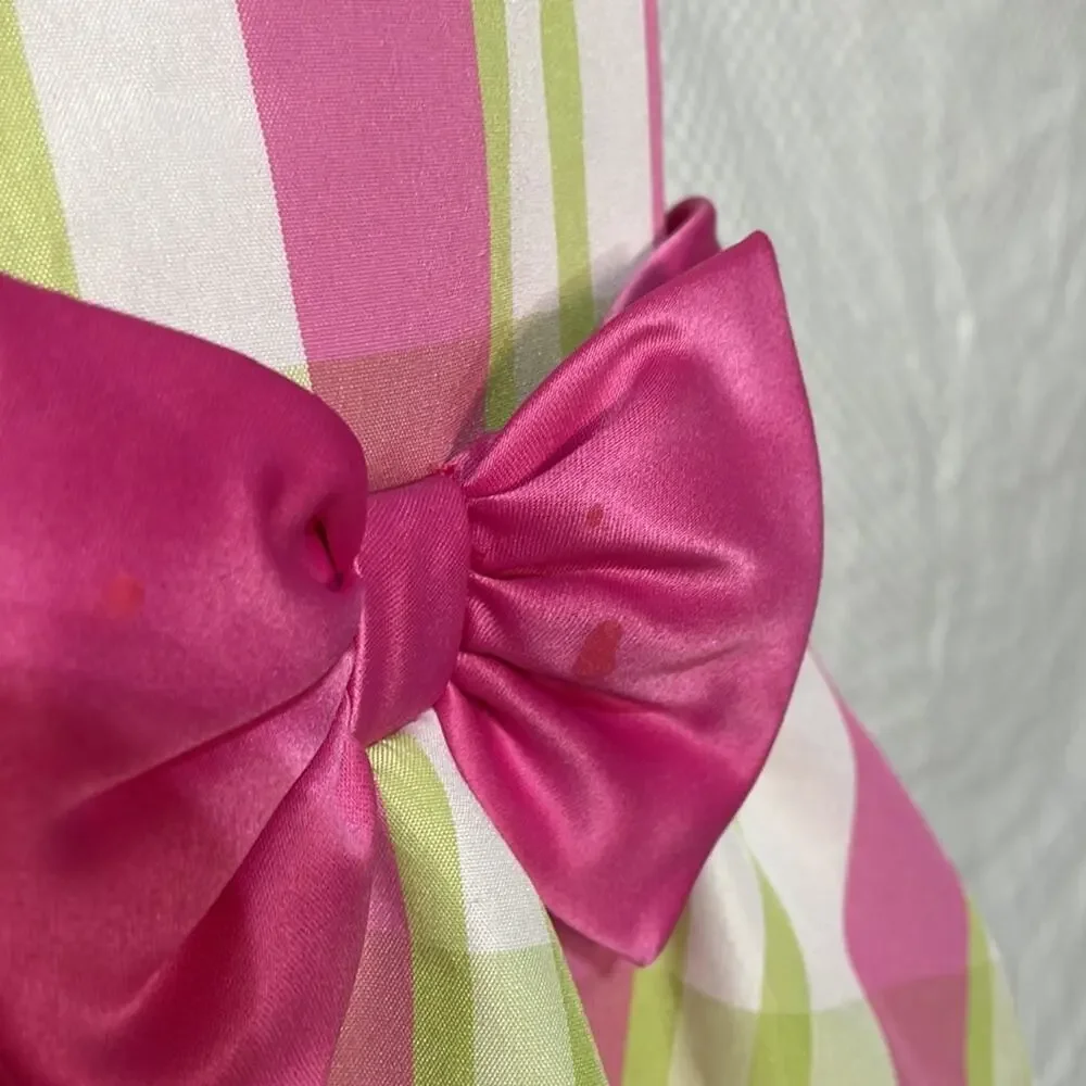 Rare Editions 6 pink green plaid taffeta dress crinoline fluffy lining guc